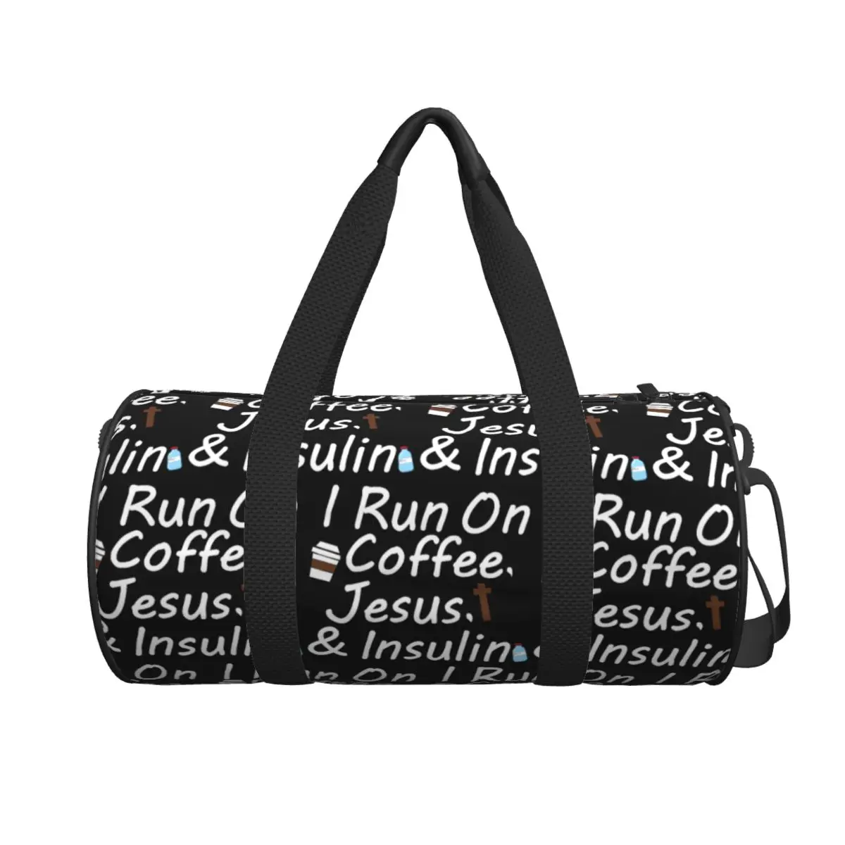 

I Run On Coffee, Jesus, And Insulin Large Duffle Gym Bag Waterproof Duffle Travel Bags Handbags Fitness bag