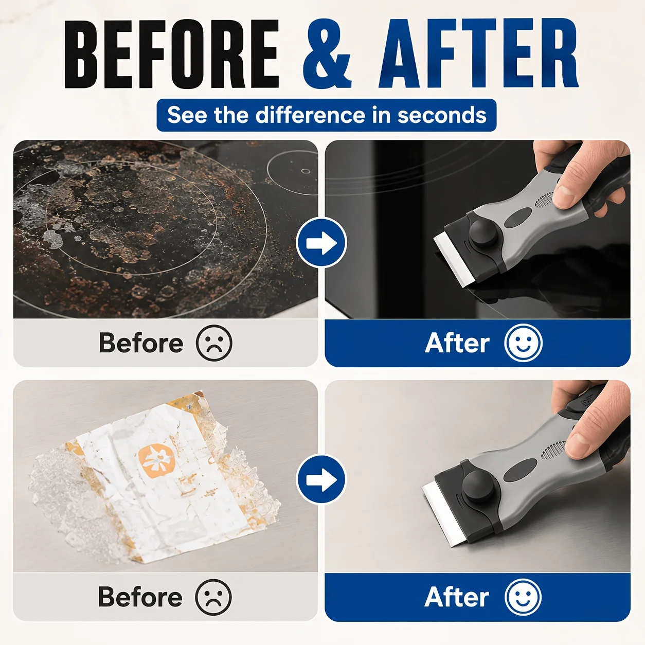6/3 Piece Set of Scraper Tools, Glass and Stove Cleaning Scrapers, Suitable for Removing Stickers, Glue, Paint, and Adhesive Stains from Windows, Stoves, and Car Surfaces