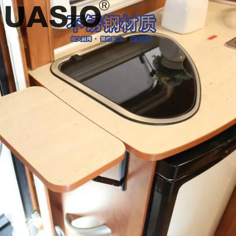 RV Caravan Camping Stainless Steel Hand Wash Basin Sink Triangle Left Right Tempered Glass Lid Boat Trailer Camper Accessories