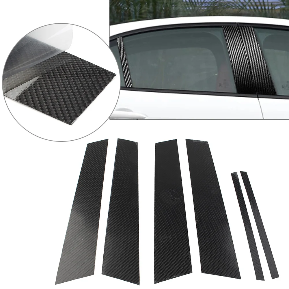 

6 Pcs Car Exterior Door Window B Pillar Post Cover Trim Carbon Fiber Accessories For Alfa Romeo Giulia 2017 2018 2019 2020 2021