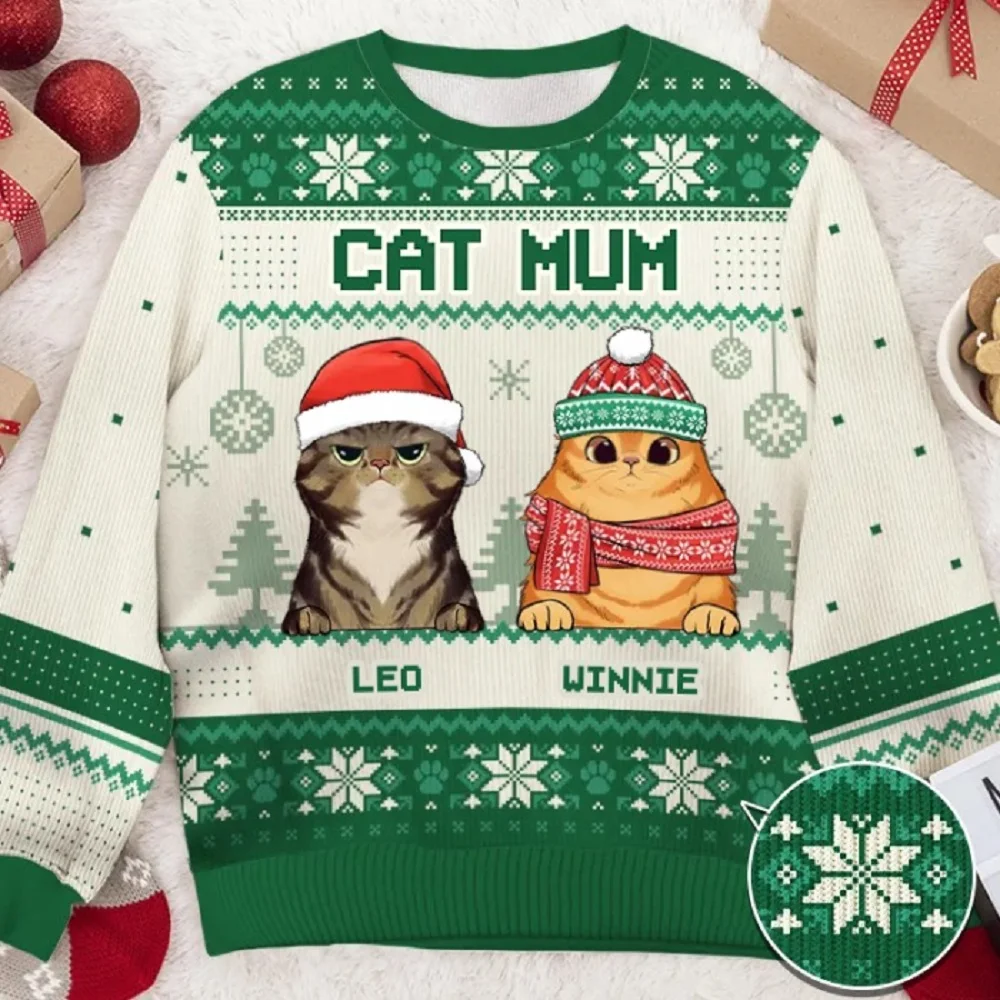 Funny 3D Print Cat Sweater Men Women Ugly Christmas Sweaters Jumpers Tops Holiday Party Pullover Hoodie Sweatshirt Large Size