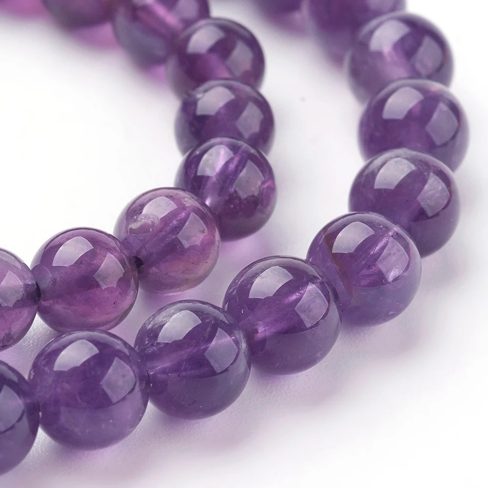 5 Strands 6mm Round Natural Amethyst Beads