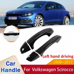 for Volkswagen VW Scirocco 3 MK3 2008~2017 Gloss Black Door Handle Cover Stickers Trim Car External Accessories 2009 2010 2011