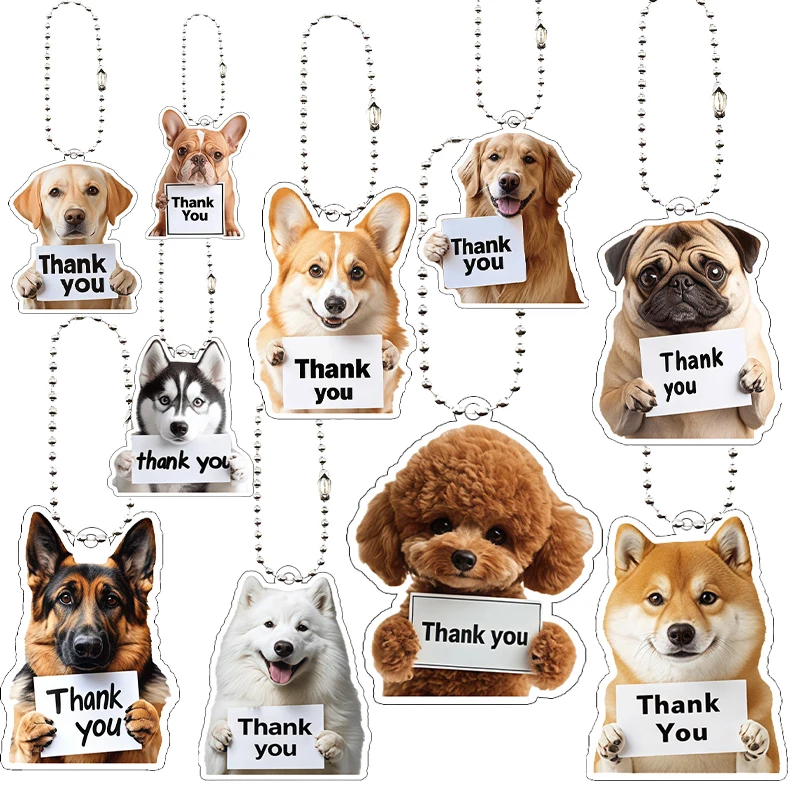 

Забавный креативный акриловый брелок-подвеска с принтом «Спасибо» в виде мультяшных животных: собаки, плюшевого медведя, золотистого ретривера, вороны. Игрушка-шарм.
