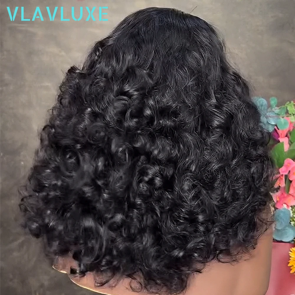 Headband Wig 100% Human Hair Bouncy Curly 400 Density Full Machine Made Wigs Brazilian Remy Hair Wigs PrePlucked Wear And Go Wig