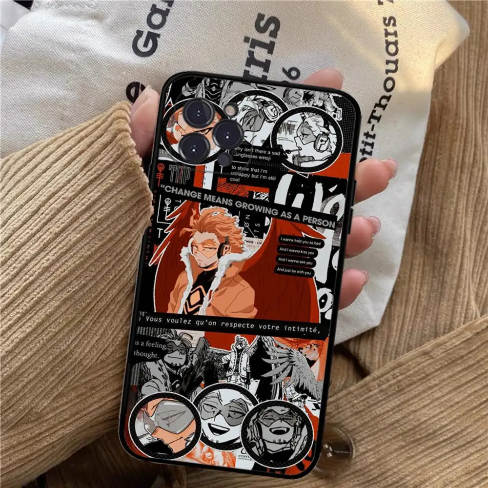 Anime MHA Hawks BNHA Phone Case For iPhone 15 14 11 12 13 Mini Pro XS Max Cover 6 7 8 Plus X XR SE 2020 Funda Shell