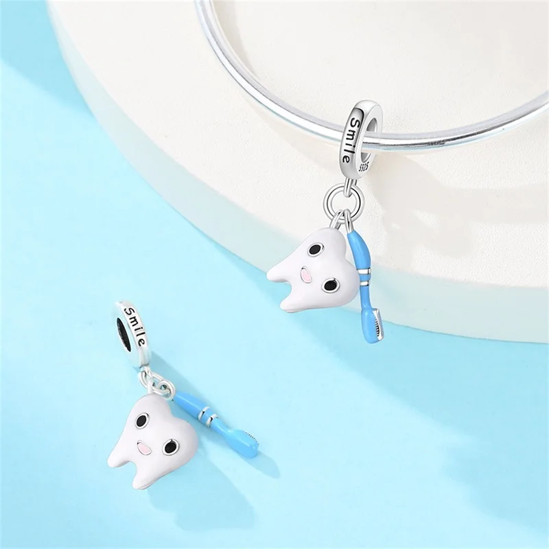 New 925 Sterling Silver Dental Care Charms Beads For Women Fit Original Bracelet DIY Birthday Party Jewelry Gifts image 6