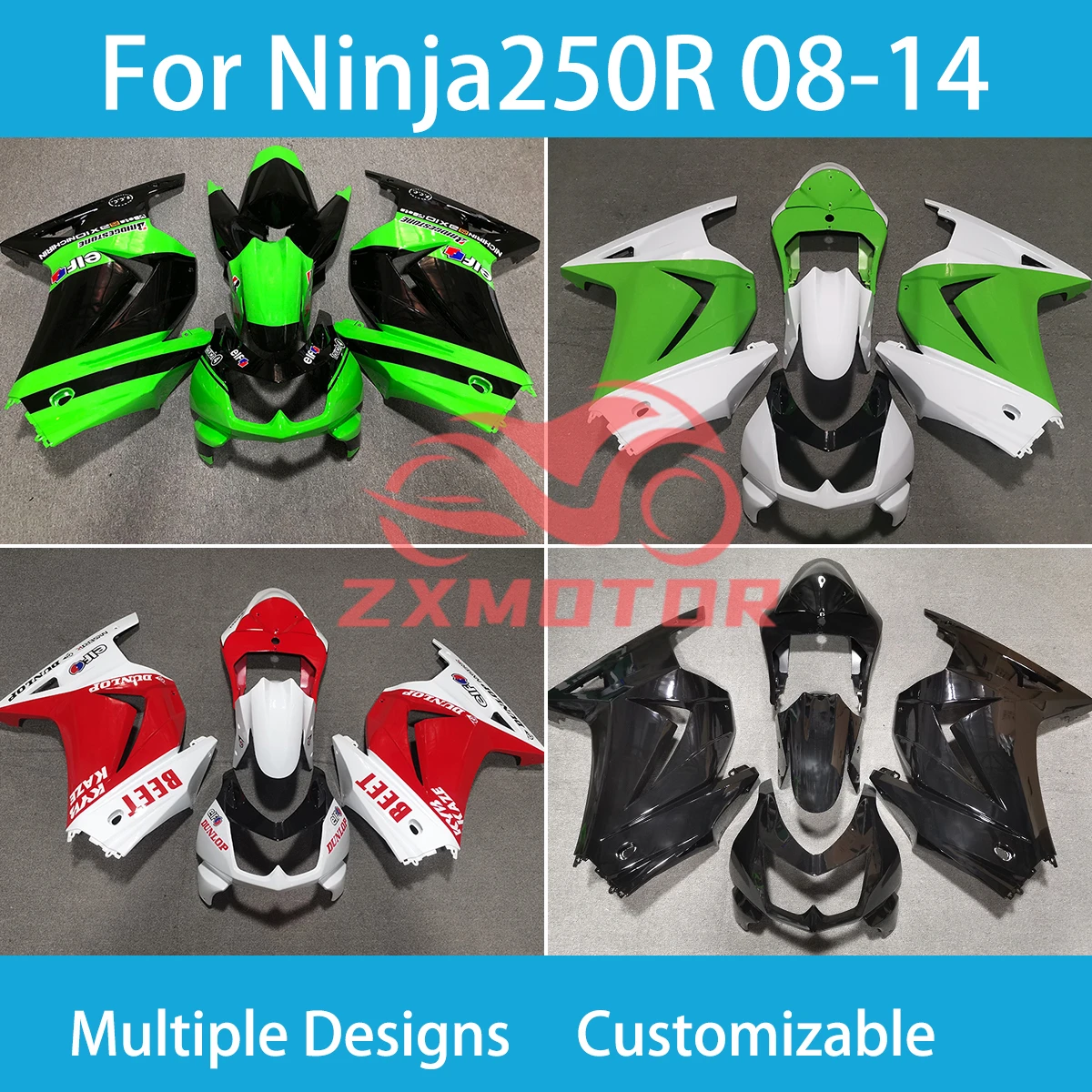 

Fairing Set for Kawasaki Ninja 250R 08 09 10 11 12 13 14 Motorcycle ABS Plastic Fairings Ninja250R 2008-2011 2012 2013 2014 New