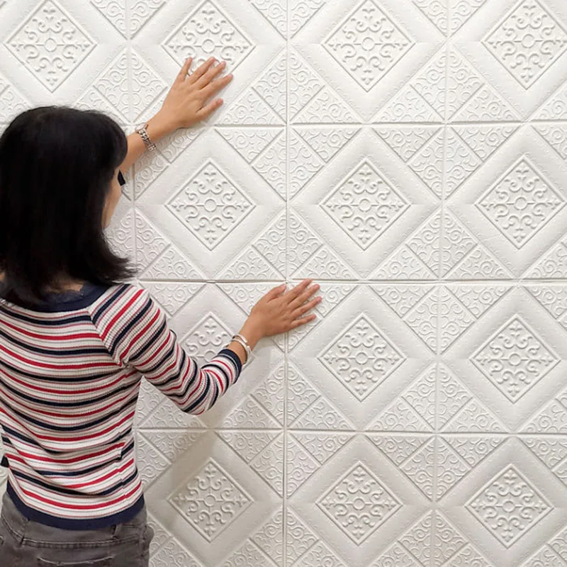 35cmx35cm 3D Tile Brick Wall Sticker Self-adhesive Waterproof Foam Wallpaper