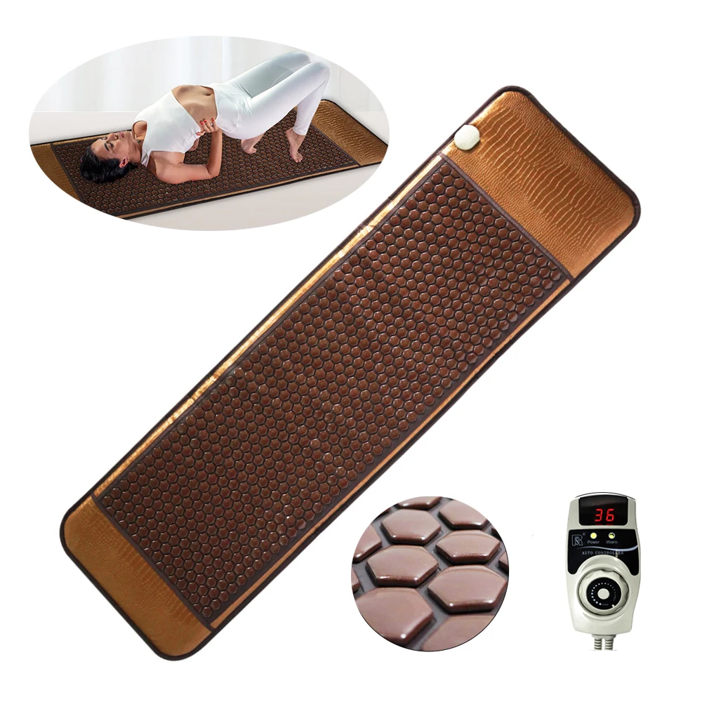 Heating Mat for Back Pain Relief Natural Tourmaline Mattress Far Infrared Heating Mat Germanium Stone Pad with Controller Show