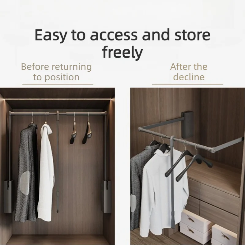 Aluminum Alloy Hangers Simplicity Elegance Pull Down Racks Portable Clothing Wardrobe Hanger Bedroom Large Capacity Home Storage