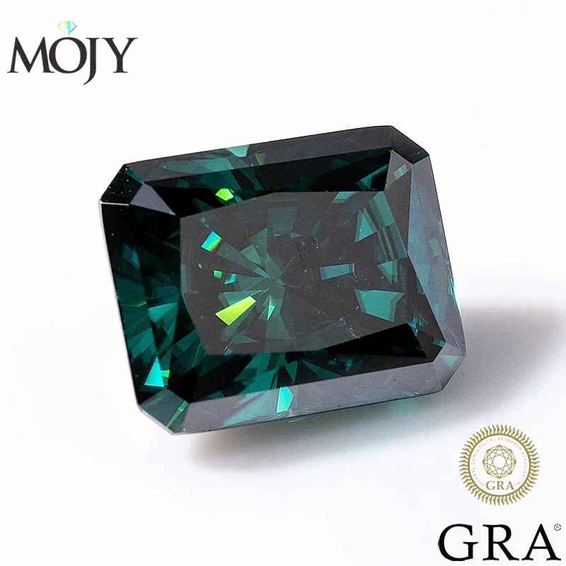

MOJY Radiant Cut Green Color Loose Moissanite Gemstones 0.5ct~8.0ct Excellent Cut with GRA Pass Diamond Tester Jewelry Material