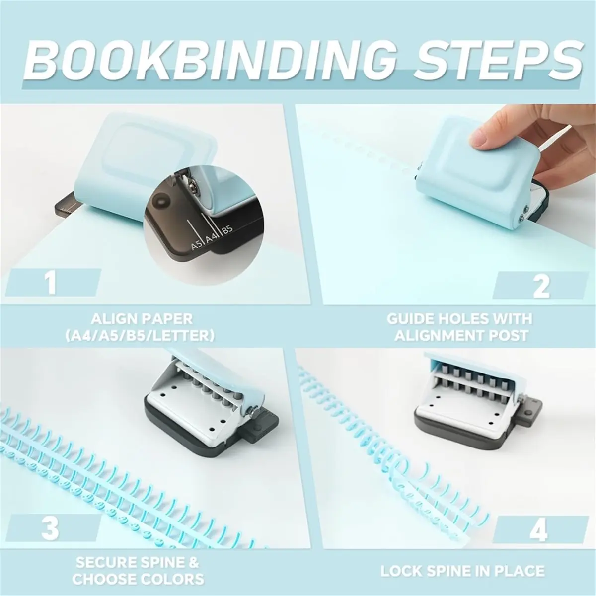 1pc Portable Mini 6-Hole Puncher for Planners - DIY Book Binder for A4/A5/B5 Paper, Ideal for School