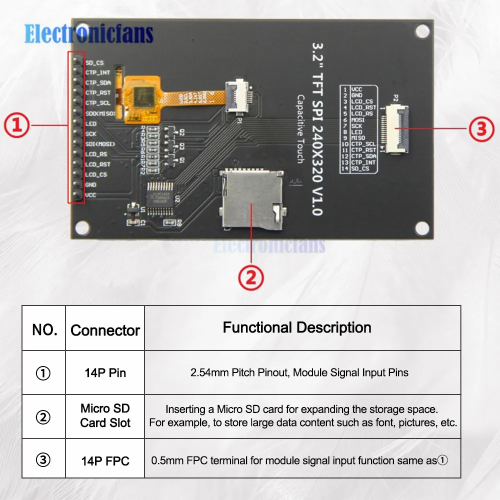 3.2 cala TFT moduł wyświetlacza ekranu dotykowego LCD 240*320 SPI szeregowy do płyty rozwojowej Arduino R3/Mega2560