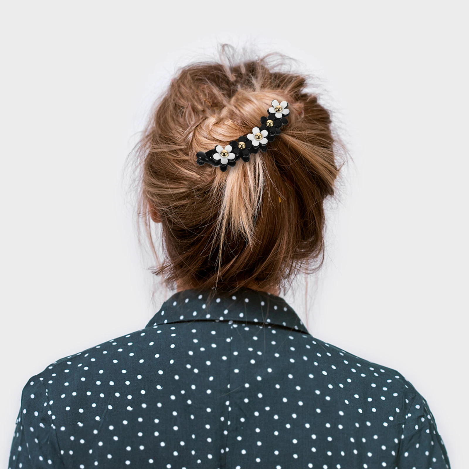 

Flower Hairpin Clips Banana Thick Curly Ponytail Holder Stay Toothed in Place Stylish Design Hair Clip Claw Hair Clip