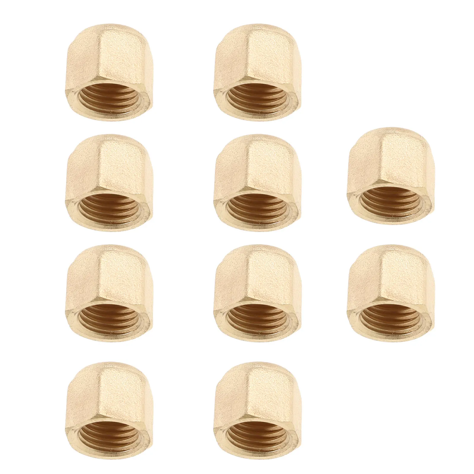 10Pcs Brass Compression Valve Cap 9.8mm Thread Refrigerant Stop Valve Leak Proof Ac Refrigeration Port Plug Cover