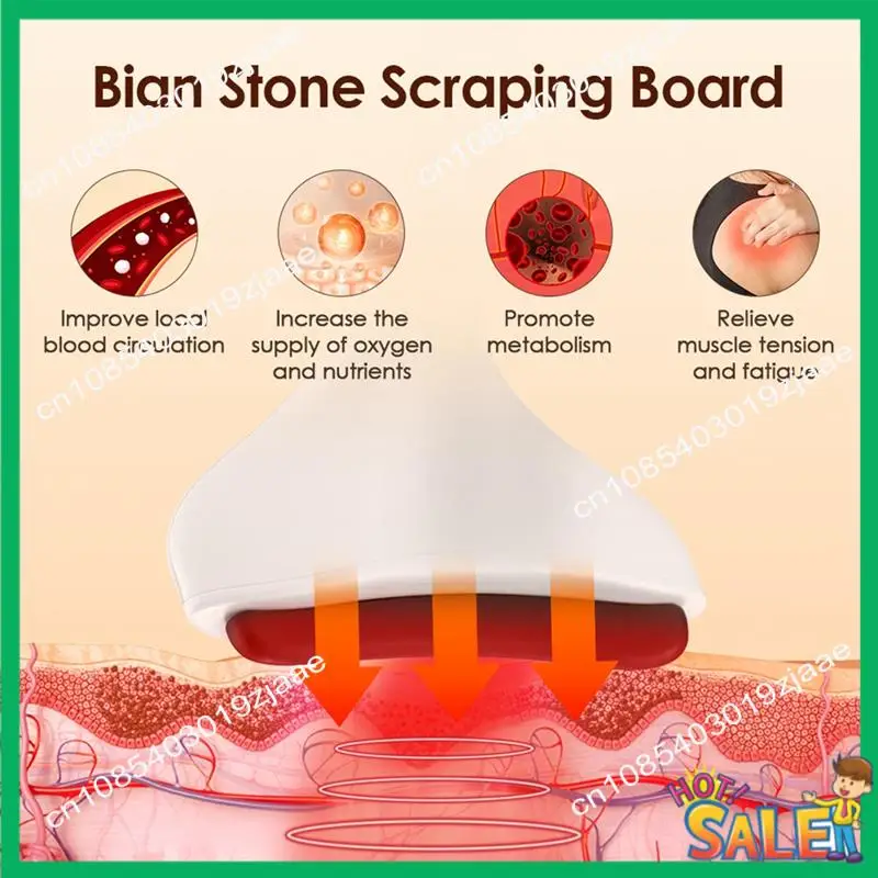 New Arrival Electric Gua Sha Facial Massager 9-Level Heat Shock And Bian Stone Tool For Puffiness Relief (Face/Neck/Eyes)