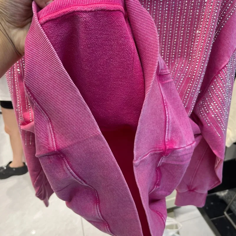2025 Early Autumn New Fashionable Hooded Sweatshirts For Women's Heavy Rhinestone Design Trendy Brand Cool Long-sleeves Hoodies