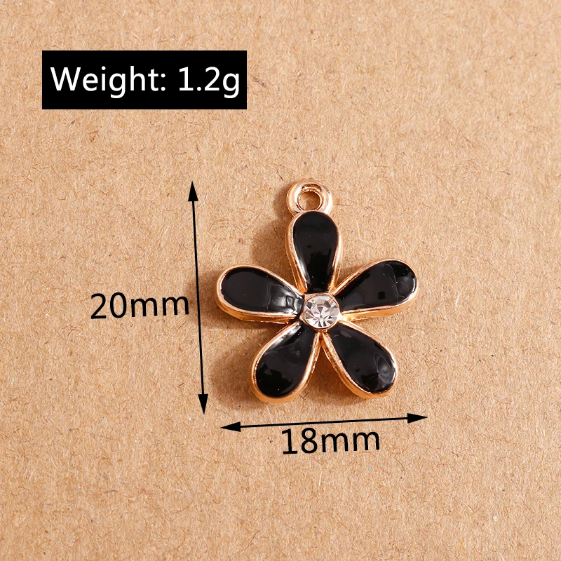 10pcs 18x20mm Fashion Enamel Flower Charms Pendants for Making DIY Drop Earrings Necklaces Handmade Bracelets Jewelry Findings