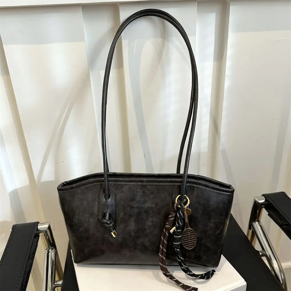 Vintage Style Women Shoulder Bag Large Capacity Tote Handbag PU Leather Bucket Purse Minimalist Casual For Winter