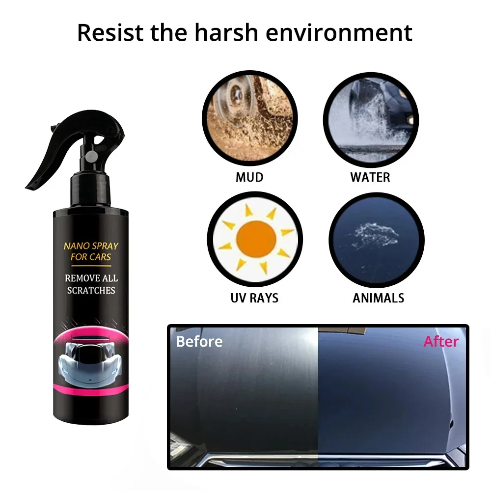 Nano Car Scratch Spray Repair Polishing Ceramic Care Coating Cleaning Agent Remove Stains Tool Auto Accessorie Wash Gloss Curing