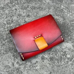 Hand Stitch Tanned Leather Credit Card Holder Men & Women Retro Id Card Wallet Carte Porte Minimalist Wallet for Credit Cards