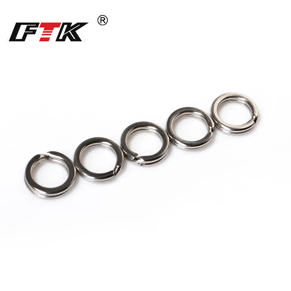 

FTK Fishing Swivel Stainless Steel Hyper Strong Double Split Rings Connectors 5pcs/10pcs Size1#-6# Ring Fishing Hook Lure Loops