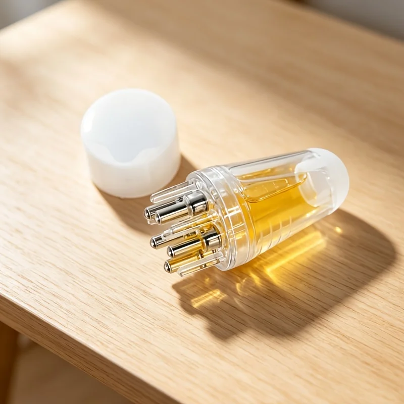 1pc Hair Growth Oil Applicator Massager Transparent Storage Steel Ball Roller For Scalp Nourishing Promote Hair Growth Grooming