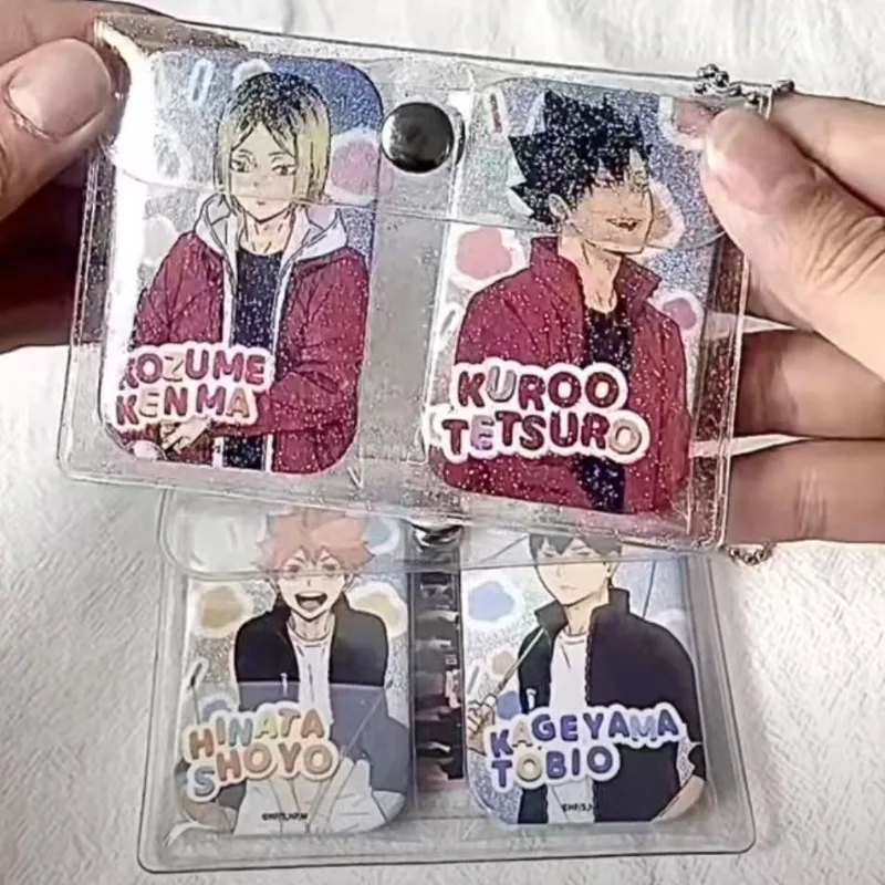 2Pcs Anime Keychain Card Holder With Glitter Ita Bag PVC Transparent Protective Sleeve Badge Protector Case Photocard Holder
