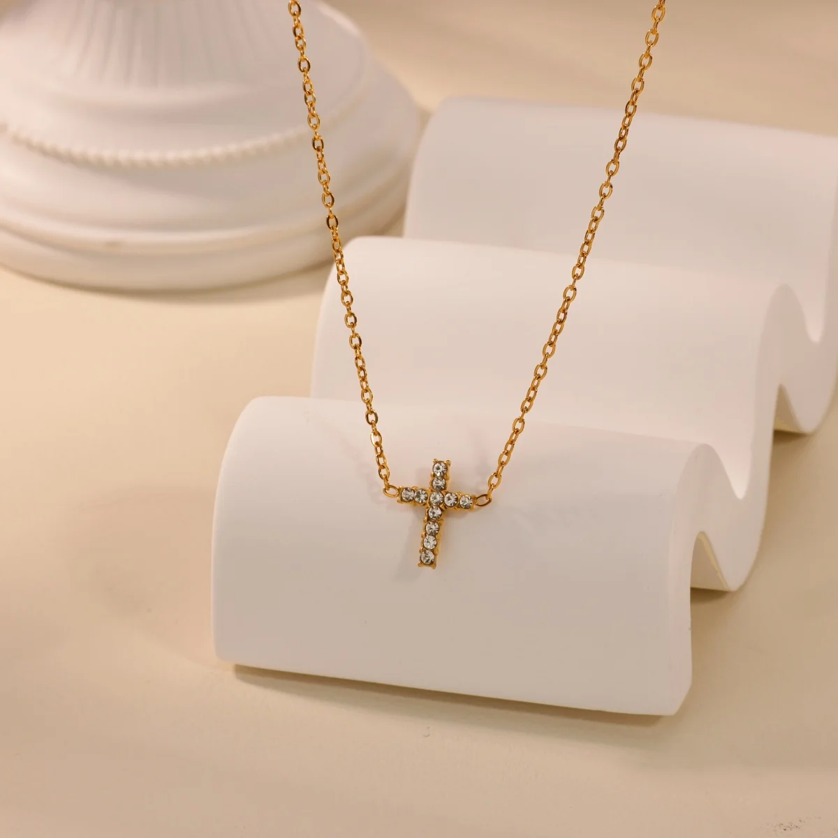 Free Shipping Vintage Zircon Cross Necklace for Women Stainless Steel Chain Collar Necklace Aesthetic Fashion Wedding Jewelry