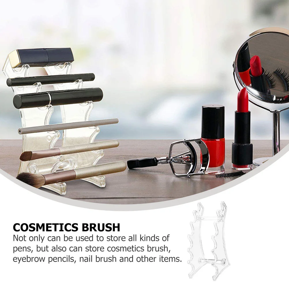 

2Pcs Arc-Shaped Display Rack Premium Acrylic Pen Pencil Holder for Makeup Eyebrow Lip Gloss Ballpoint Fountain Pens Retail Shop