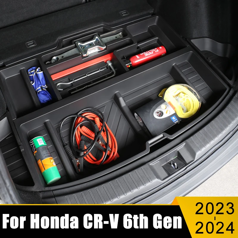 Car Accessories For Honda CR-V 2023 2024 2025 CRV 6th Gen Hybrid ABS Trunk Box Spare Tire Storage Box Cargo Holder Cover Case