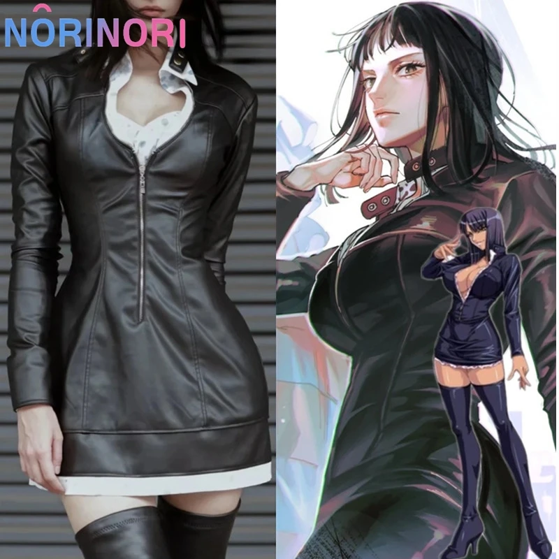 

Anime Nico Robin Cosplay Costume Miss Allsunday Black PU Uniform Dress Adult Woman Sexy Kawaii Carnival Halloween Suit