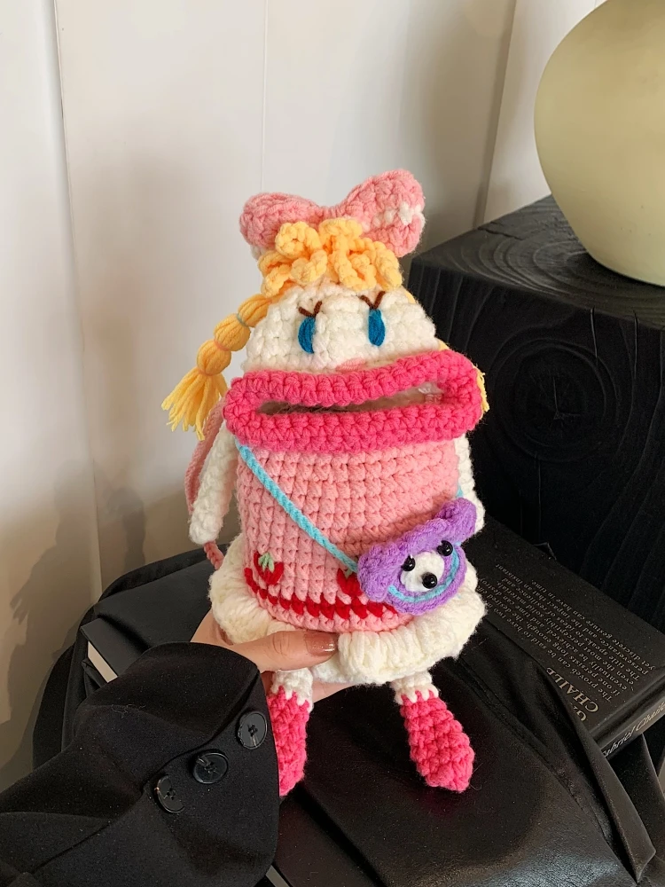 Fashionable Cute Color Block Handmade Sausage Mouth Wallet Lightweight Mobile Phone Bag for Young Women Soft Fabric Casual Style