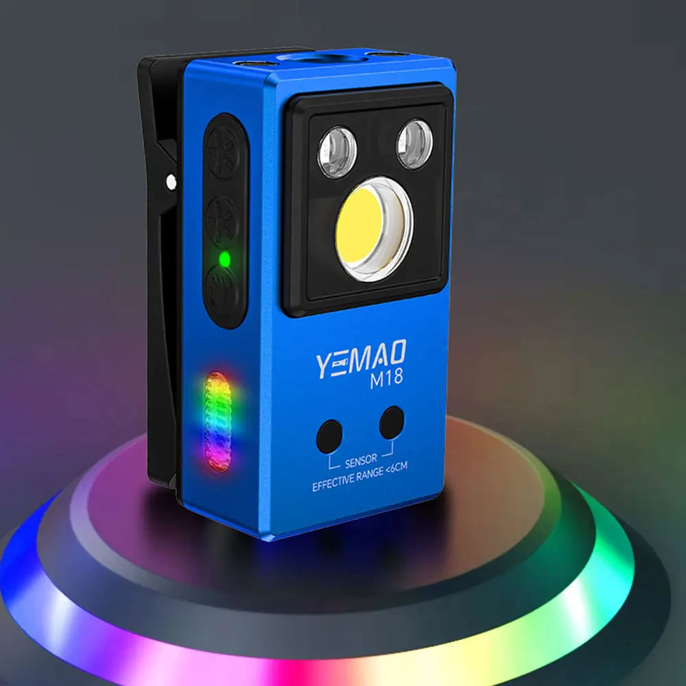 

YEMAO M18 Clip Light 270LM USB C Перезаряжаемый карманный фонарик Мини-прожектор/прожектор Портативный EDC RGB фонарик с магнитом