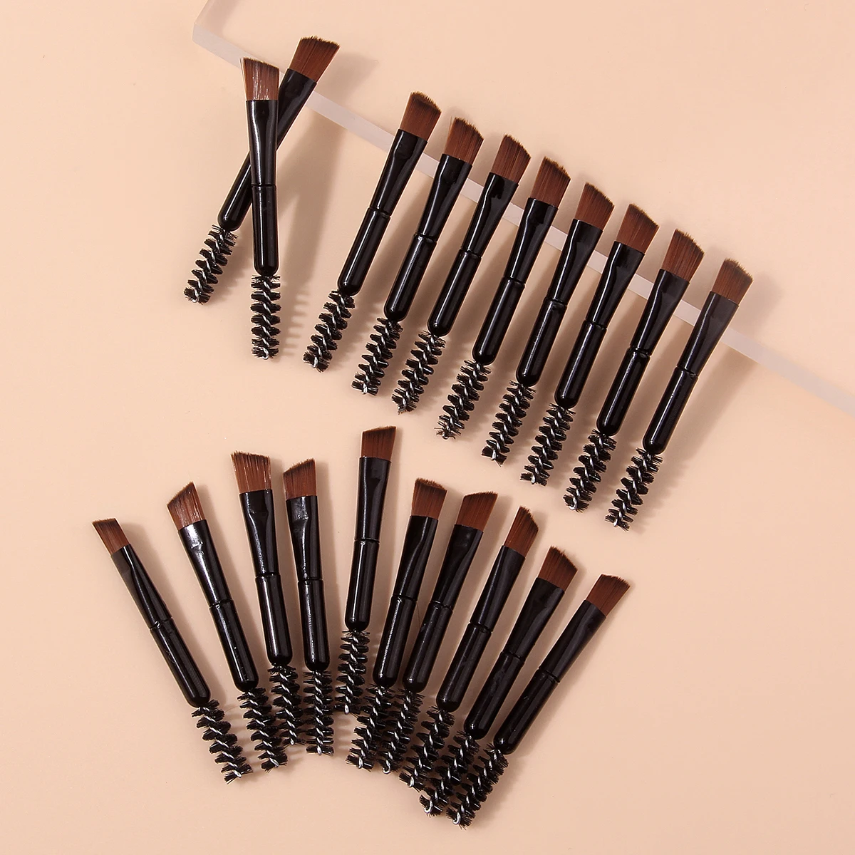 20PCS Mini Portable Double-Ended Eyebrow Brush Bulk Set,Angled Brow Brush&Eyelash Comb Dual Sided Design,Travel Brow Tools