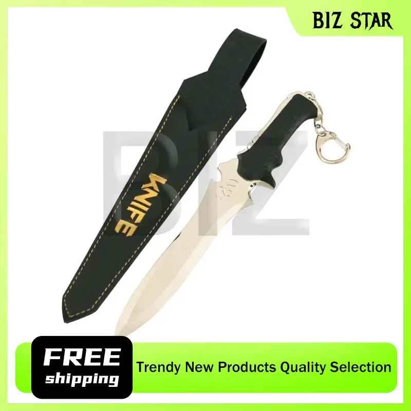 18 سنتيمتر/7.09inResident Evil لعبة الأجهزة الطرفية ليون تكتيكات القتال سكين مع الحافظة المعدنية غير مقطى السيف المفاتيح قلادة هدية لعبة #1