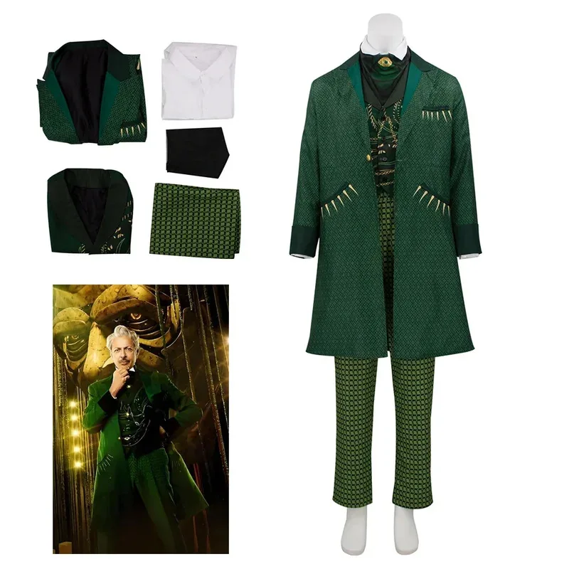 

Movie Wicked Wizard Cosplay Men's Green Suit Complete Set Men's Christmas Clothing Halloween suit New Year Costume
