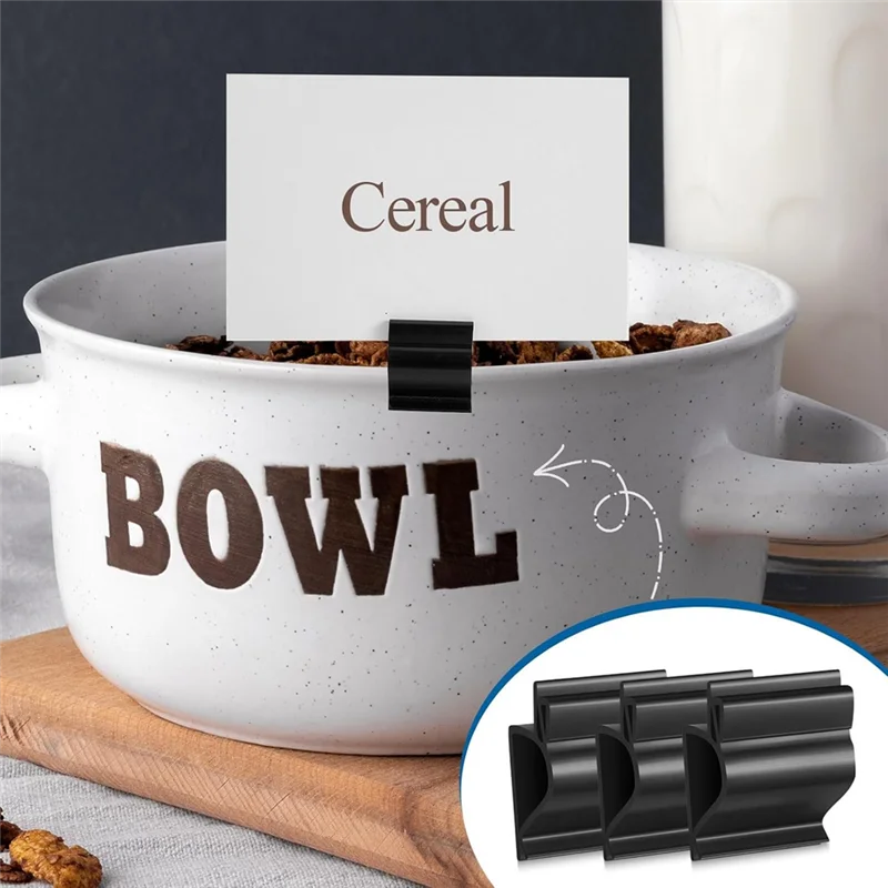 AT02-50 Pcs Black Sign Clip Plastic Buffet Food Label Clip Reusable Price Tag Tray Sign Holder For Cup Bowl Pan Buffet Trays