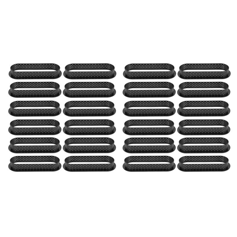 Promotion! 24 Pieces Oval Tart Rings Heat-Resistant Perforated Cake Mousse Ring Non Stick Bakeware Tart Mini Cake Mold Cake Ring