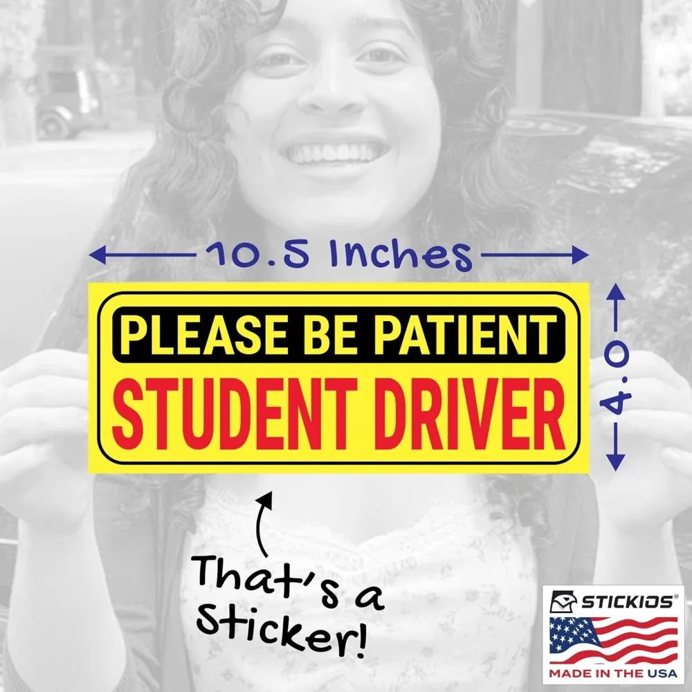 Student Driver Stickers (Non-Magnetic) for Cars & Windows - Removable, Paint-Safe Vinyl Decals - Made in USA