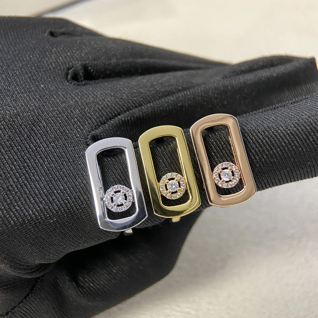 

2025 new Mei home glossy middle diamond-set pin ring simple light luxury small ring for women's exquisite high-quality jewelry