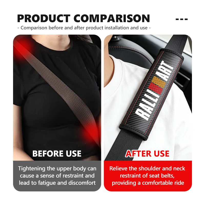 For Mitsubishi Car Logo Seat Belt Cover Shoulder Protector Leather Accessories Pajero Outlander XL Montero Lancer Triton l200