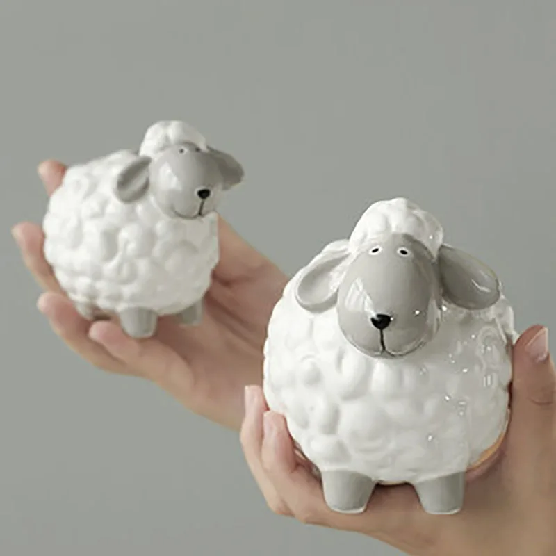 

Home Decoration Accessories Adornos Para Casa Ceramic Sheep Ornaments Modern Simple Furnishings Статуэтки Кошек Room Decor