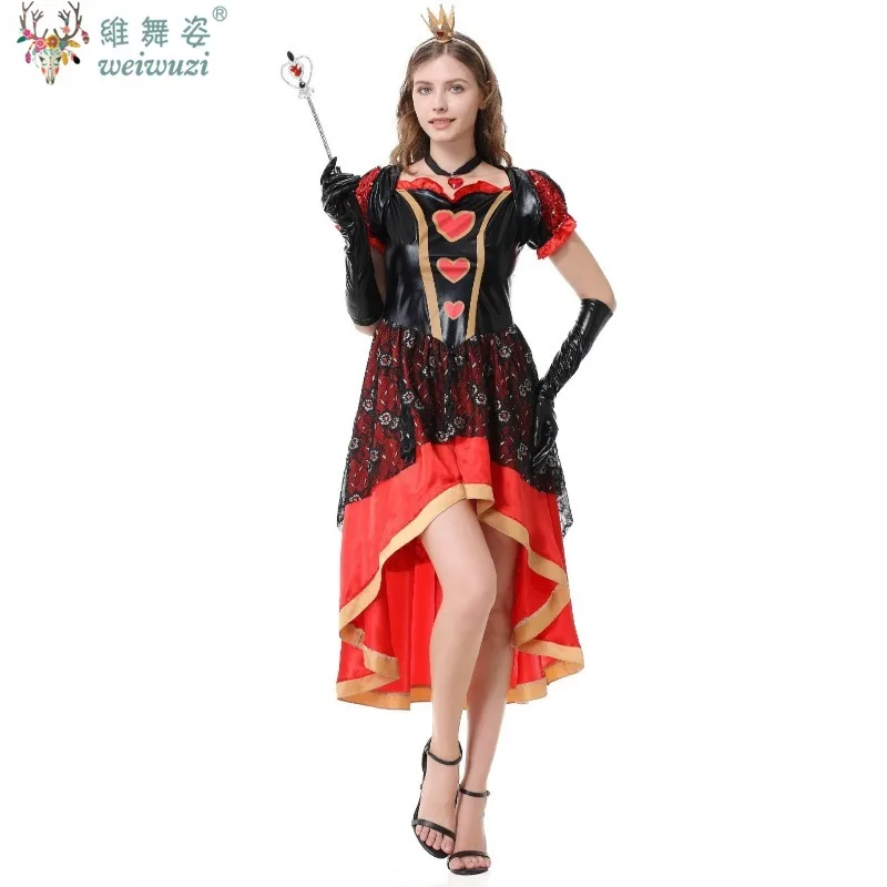 大人女性ハートの女王ポーカーコスプレ衣装ハロウィンナイトパーティーピーチハートプリンセスアニメキャラクターファンタジードレス