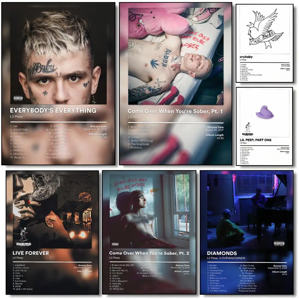Lil Peep Album Poster HD Wall Art Aesthetic Home Decor for Living Room Bedroom Café Office Stylish Gift