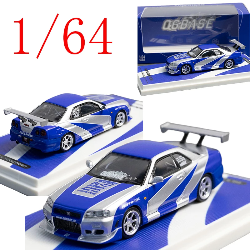 

TM Diecast 1/64 Scale SKYLINE Alloy Model Cars SKYLINE Q6BASE GT-R R34 Play Vehicles Toys for Boys Gift Original Box