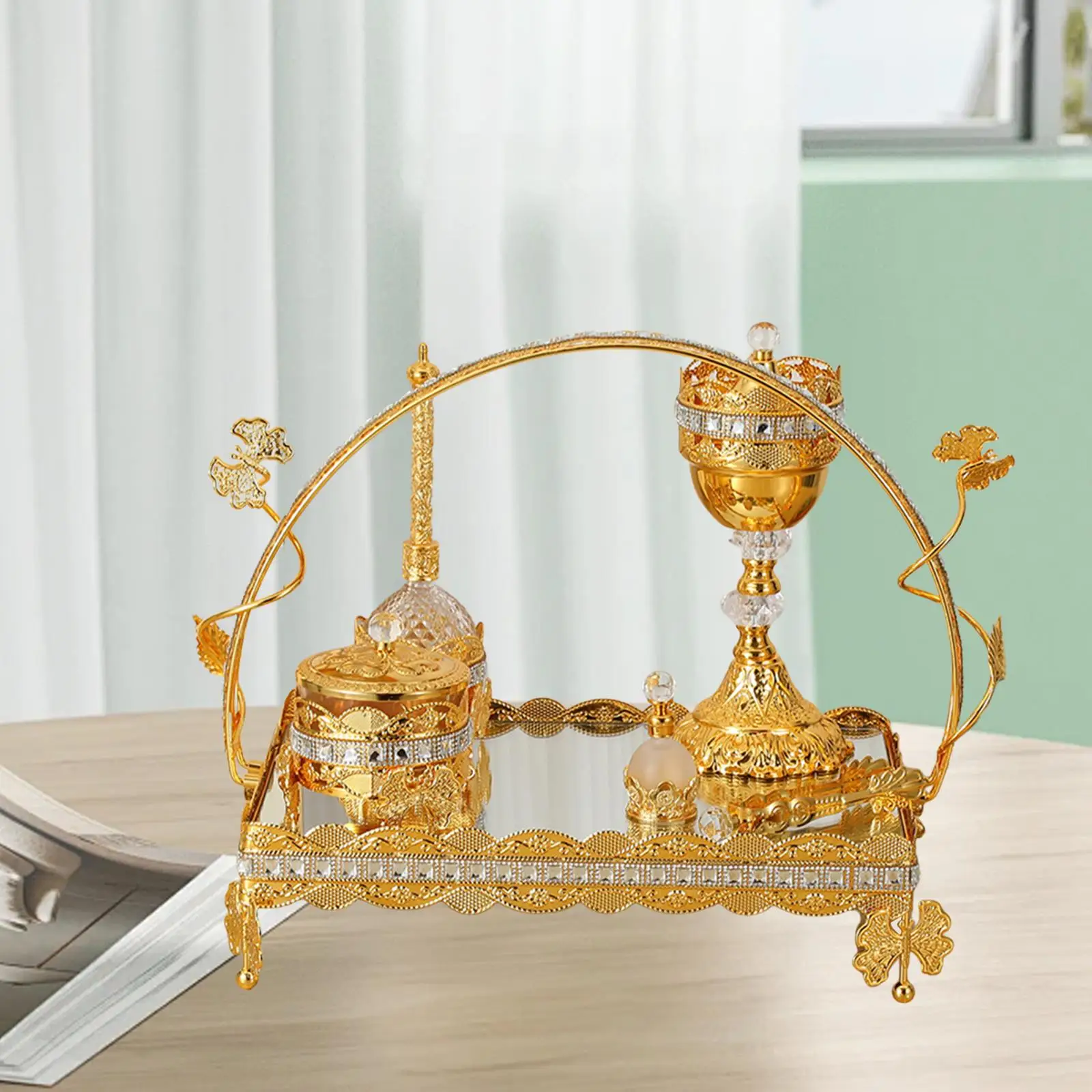 

Burner Set Home Fragrance Festival Decorative Traditional Arabian Holder for SPA Meditation Wedding Parties