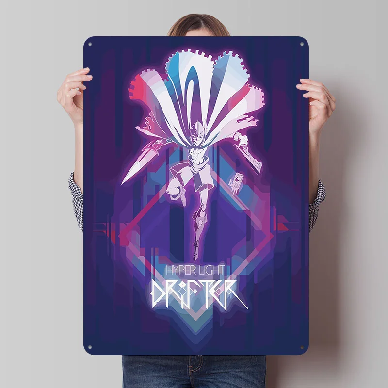 Póster Metálico de Arte del Juego Hyper Light Drifter, Arte de Pared Personalizado, Letreros Retro Vintage de Hojalata para Fans, Decoración del Hogar, Artículos para Sala de Estar