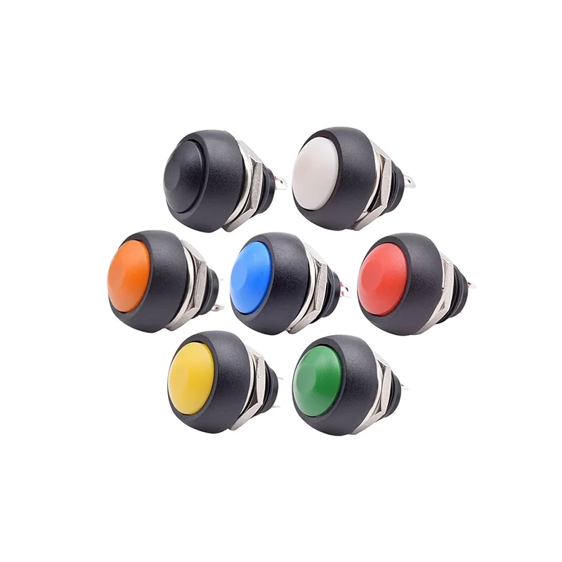 7 SZT./100 SZT. Przycisk chwilowy PBS-33B, montaż panelowy 12 mm, wodoodporny, okrągły, bez blokady, samoresetujący się. — zdjęcie produktu 3